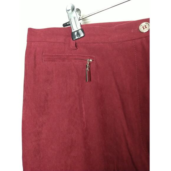 Doncaster Woman 14 Pants Red Trouser Suede Feel Flat Front Straight Leg - Picture 6 of 11